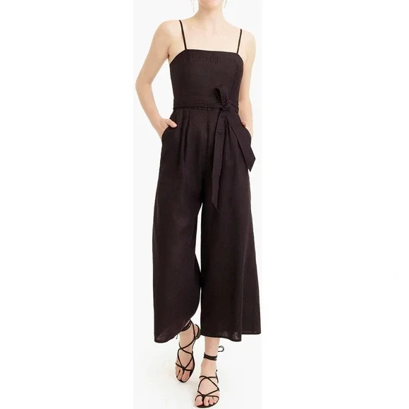 J.Crew Wide Leg Linen Jumpsuit Brown Size 4 - Picture 2 of 10